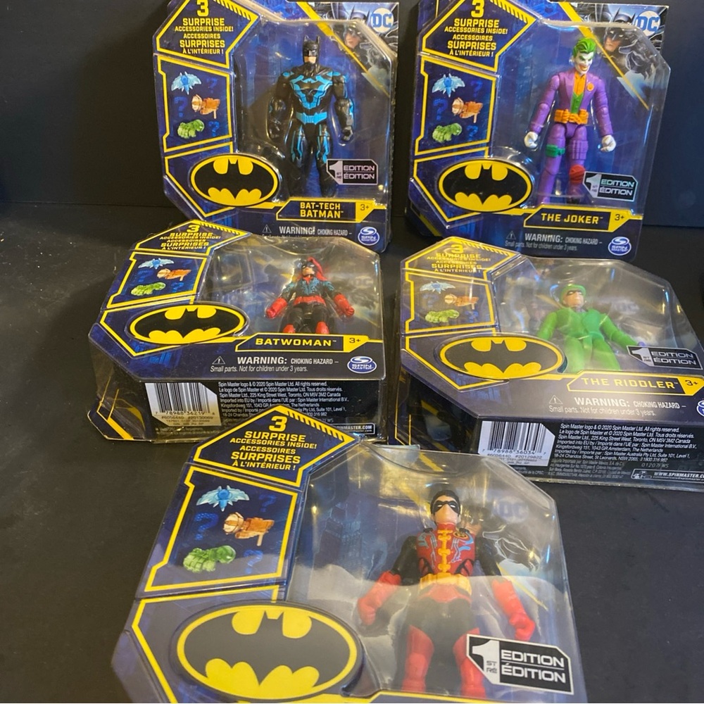 Spinmaster DC 4"  Joker Riddler Robin Batwoman Battech‎ Figures 1st Edition